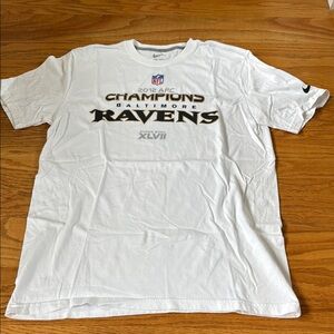 White NFL Baltimore Ravens Super Bowl T-Shirt